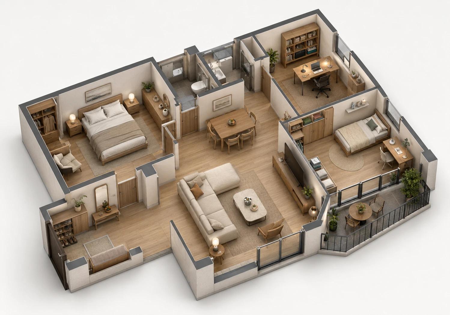 HAN Living 完整住宅全屋家具規劃 3D 戶型圖