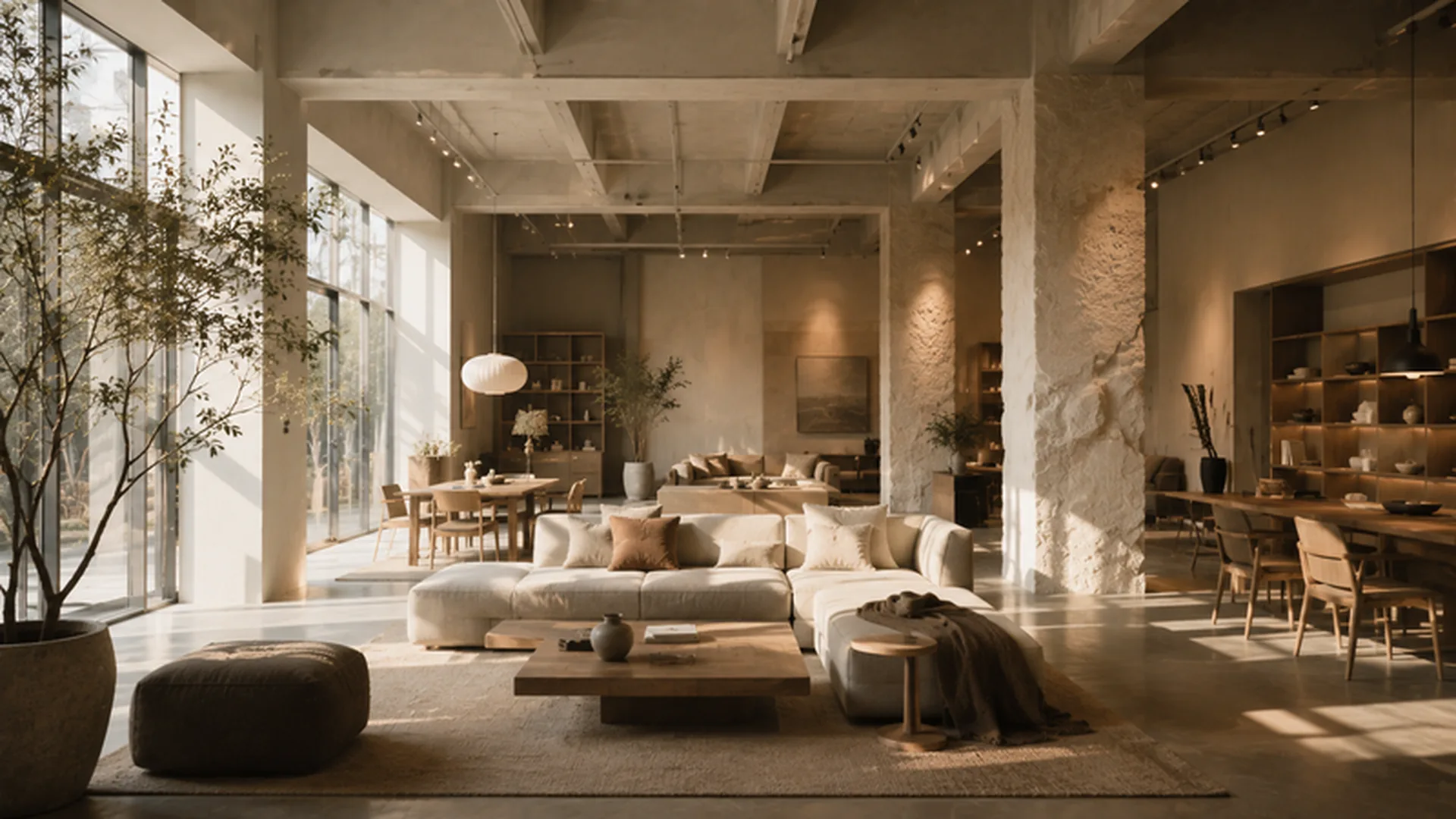 loft 工業風開放空間，呈現質感家具搭配